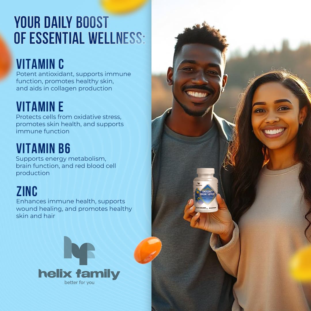 Helix Family Emergency Immune Support, Immune Boost & Defense 10-in-1 Immune Support Supplement, All essential Vitamins, Mineral + Echinacea, Garlic, Elderberry and Turmeric Extract with L-Glutamine