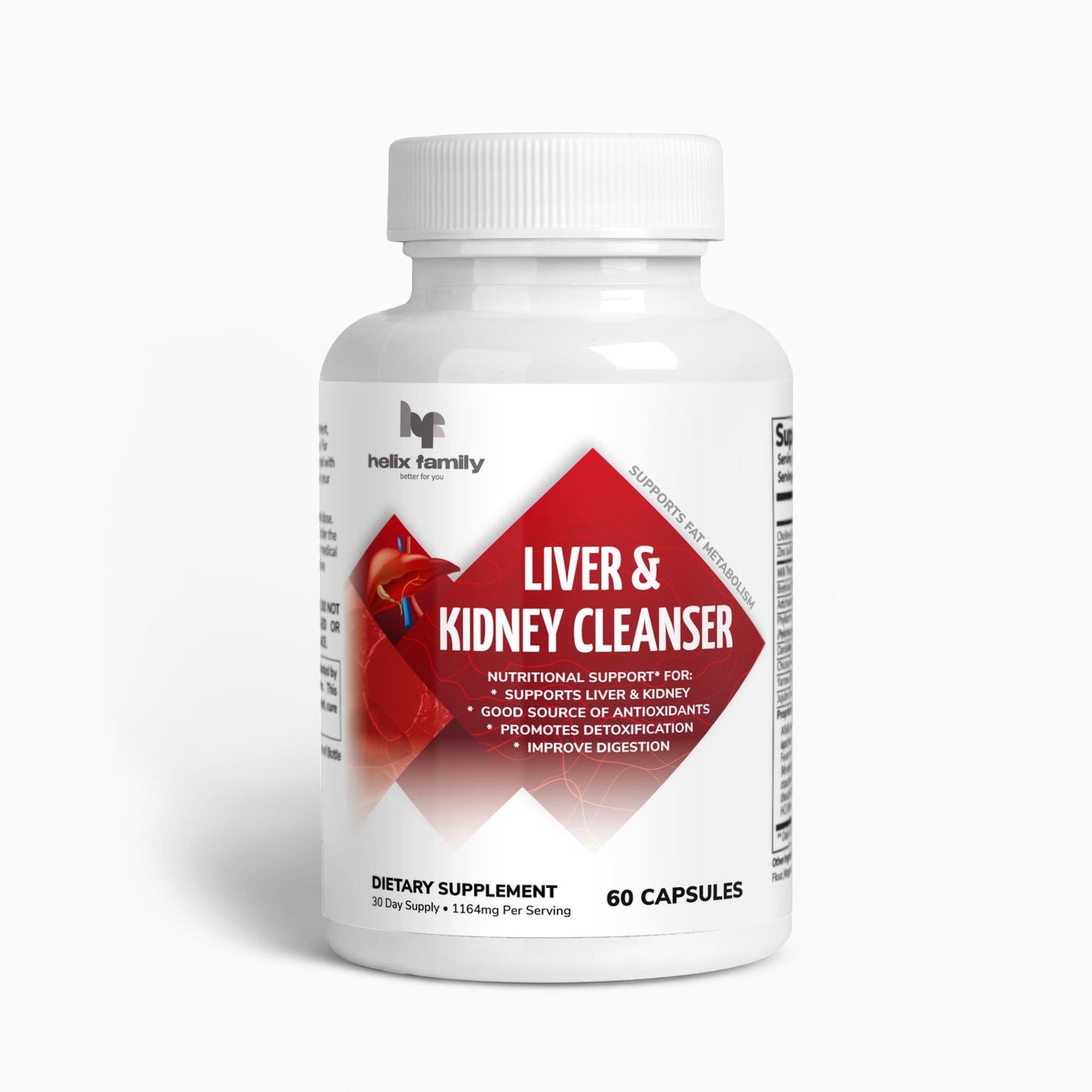 Helix Family Liver & Kidney Cleanse, Detox & Repair Formula - Herbal Liver Support Supplement with Milk Thistle, Dandelion Root & Artichoke Extract for Liver & Kidney Health – Ginger, Choline, Zinc and Turmeric Liver & Kidney  Detox Capsules