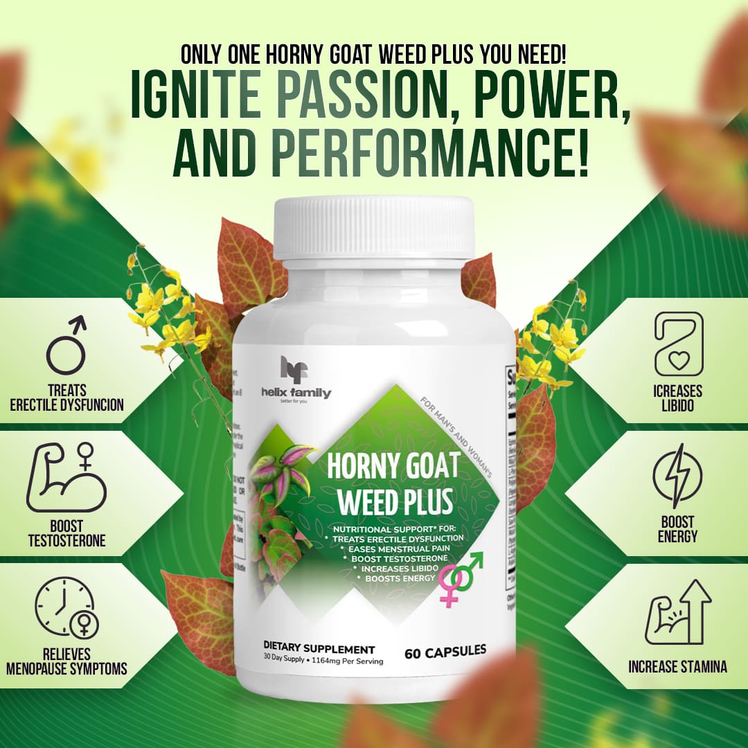 Horny Goat Weed Complex Sport+ for active Men & Women 9 in 1 Complex, Xtra Strength Herbs, Invigorating Blend with Tribulus Saw Palmetto L-Arginine and Tongkat Ali Extract and Maca Root for Men and Women for Enhanced Energy and Stamina - 30 Servings