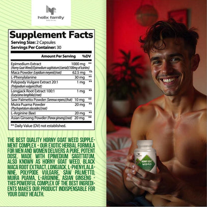 Horny Goat Weed Complex Sport+ for active Men & Women 9 in 1 Complex, Xtra Strength Herbs, Invigorating Blend with Tribulus Saw Palmetto L-Arginine and Tongkat Ali Extract and Maca Root for Men and Women for Enhanced Energy and Stamina - 30 Servings